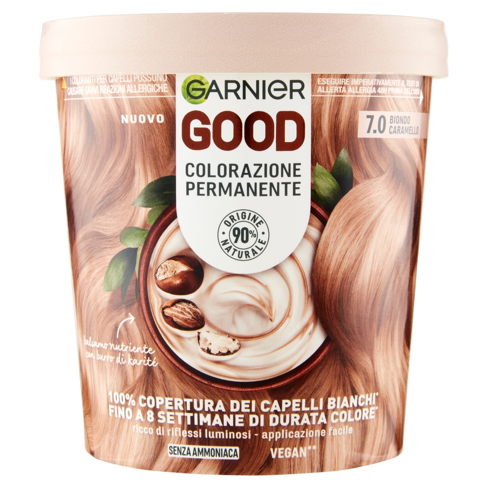 Garnier GOOD 7.0 Biondo Caramello, colorazione permanente senza ammoniaca, 90% di origine naturale